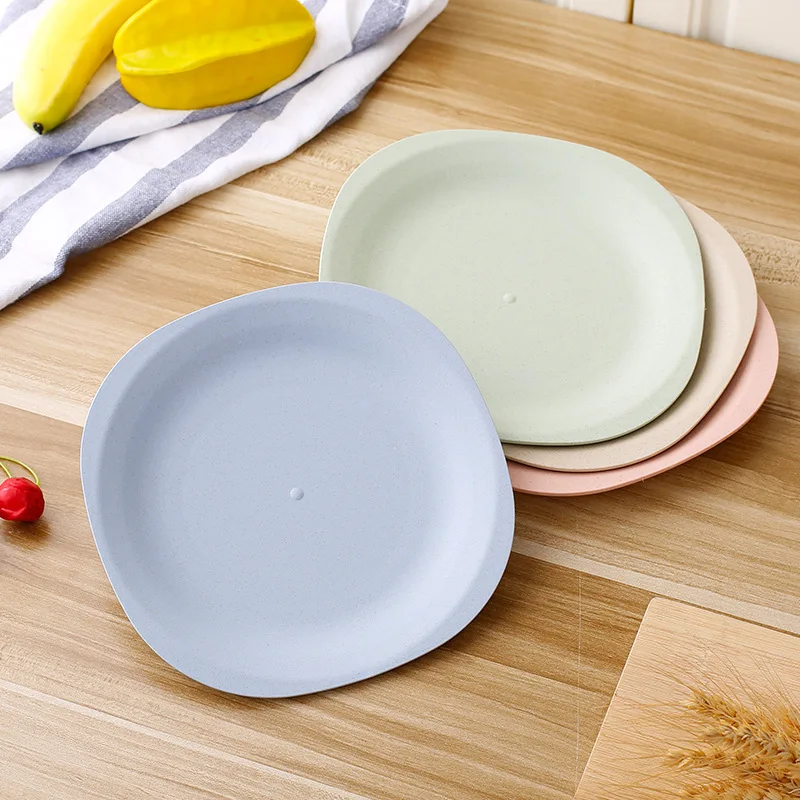 Eco-friendly Biodegradable Unbreakable Dinner Plates Wheat Straw Restaurant Plates Plastic For Picnic And Dishes