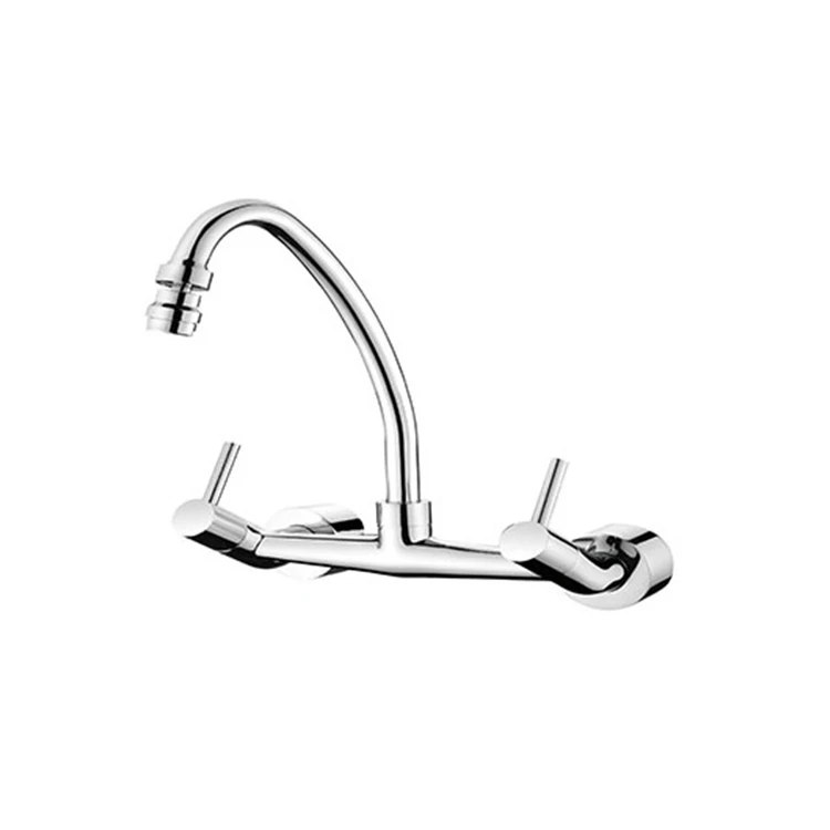 Cheap Factory Wall Mounted Dual Handle Hot Cold Water Mixer Bridge Kitchen Sink Faucet Tap