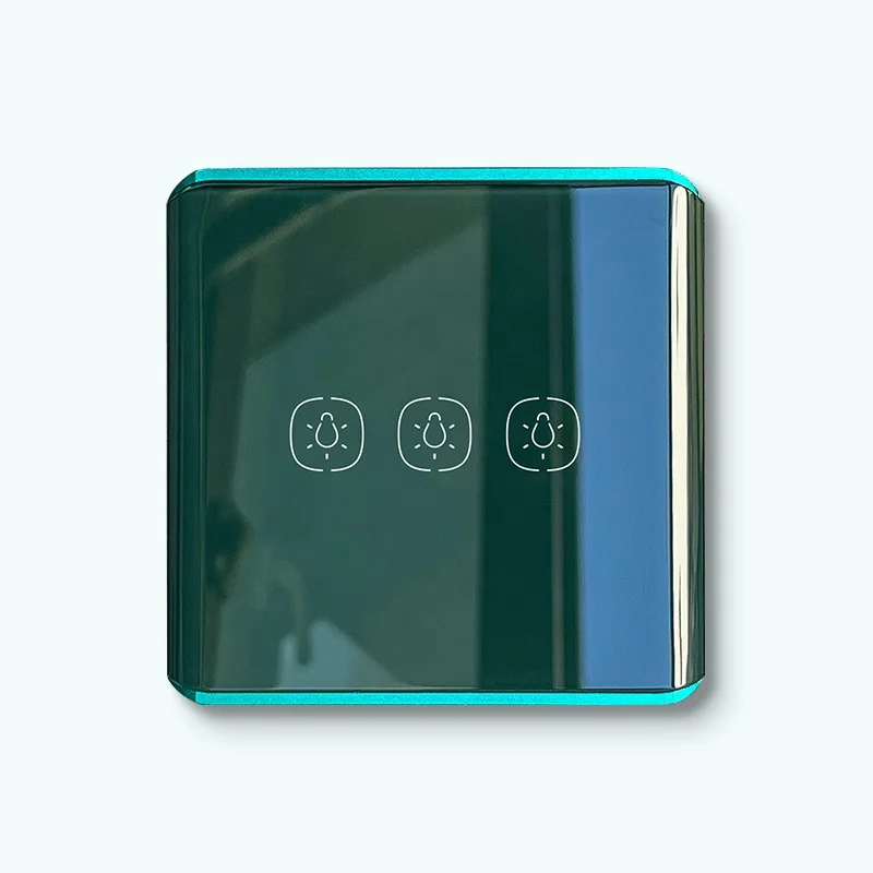 tuya zigbee 3.0 switch 3gang curved green glass touch sensor light switch mobile phone remote control light