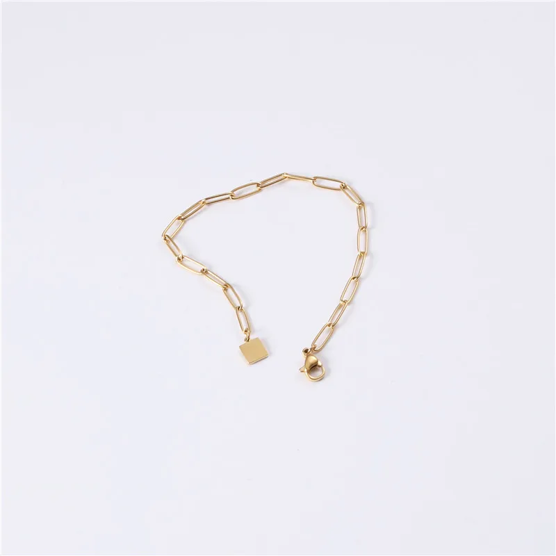 Sland Checkered Thick Stainless Steel 14k Gold Plated Bracelet