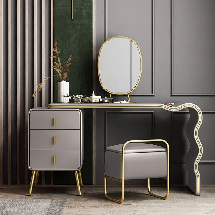 DT808 hot selling bedroom sets furniture lighted dressing table beside beds vanity mirror makeup bedside table