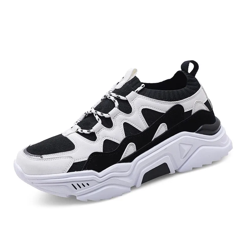 
Four seasons men shoes tide shoes fly knit thick sole socks set sport casual dad shoes socks mouth for men 