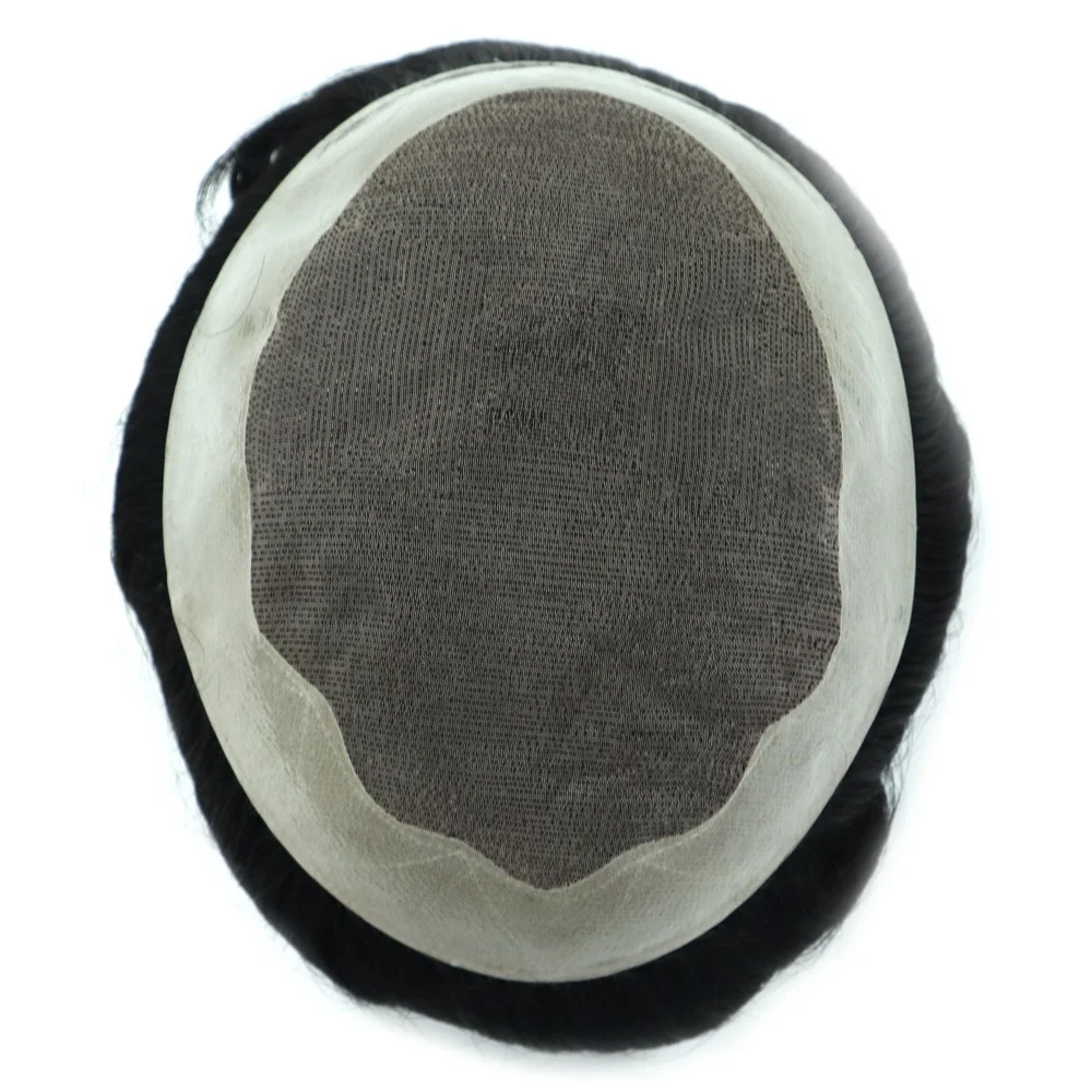 
On Sale- Stock Synthetic Men Toupee Color#1B with knotted Hair and Mono Base 