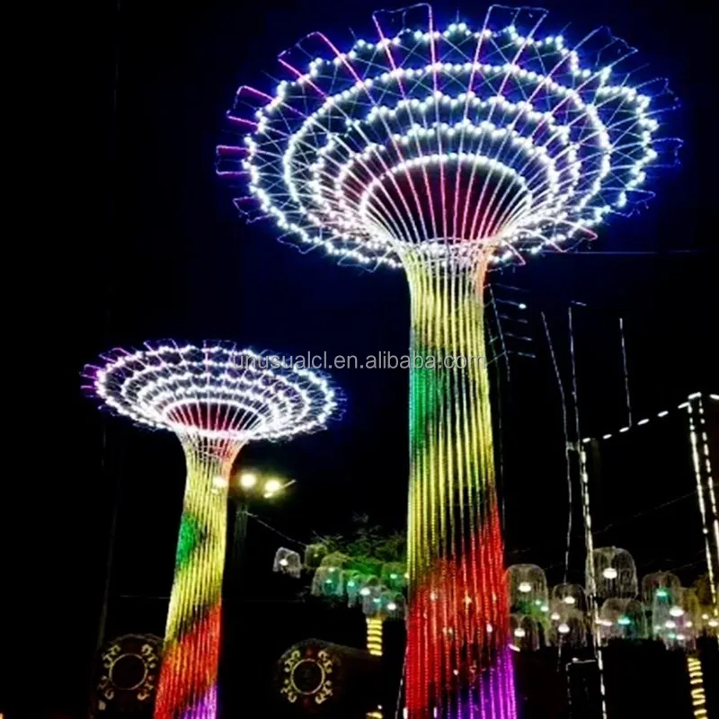 new 3D tower umbrella graft Sculpture RGB tree of life scenery landscape lamp Festival LED string lights outdoor motif lighting