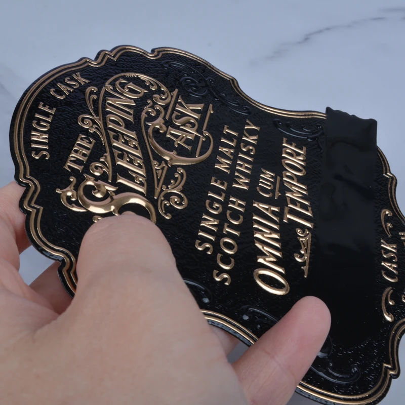 Custom Aluminum Embossed Bottle Label Metal Logo  Metal Sticker Metal Wine Label