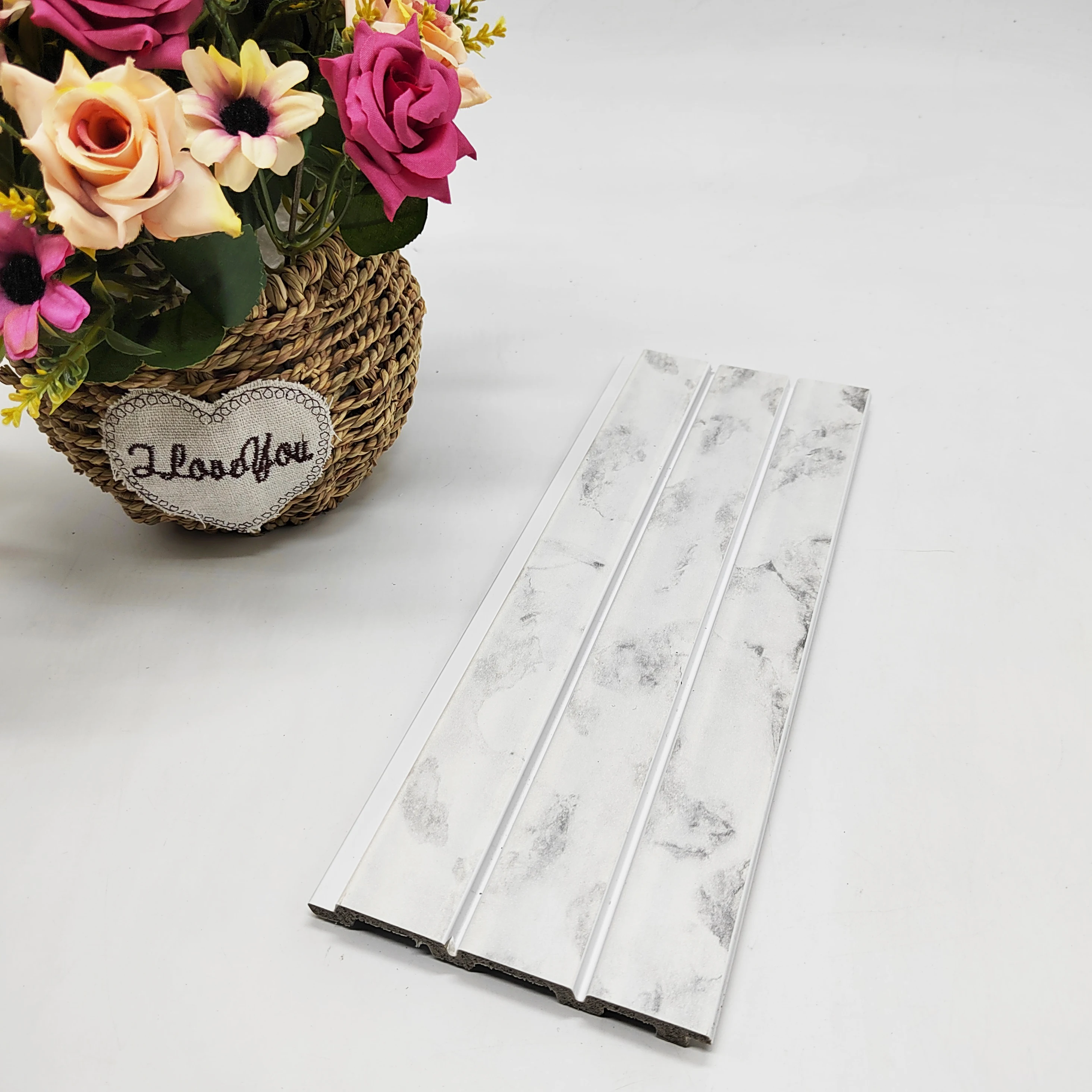 120*12mm White Polystyrene Wood Grain Slat Wall Panel Construction Materials House Decoration Interior