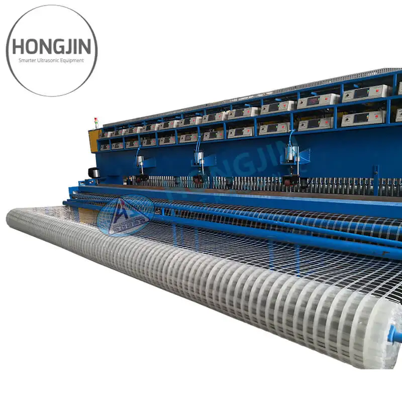 steel- plastic geogrid production lines geogrid welding machine plastic PP strap extruder polyester welding machine