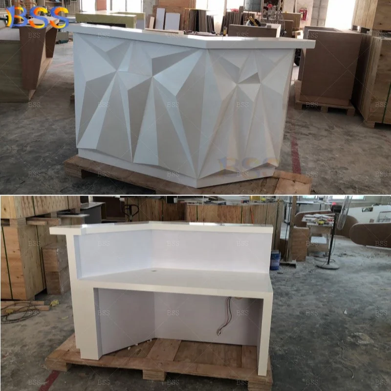 Белая корийская барная стойка Заводская оптовая продажа изготовленная на заказ алмазная L-образная светодиодная небольшая гостиничная для бара в лаундже Клубная