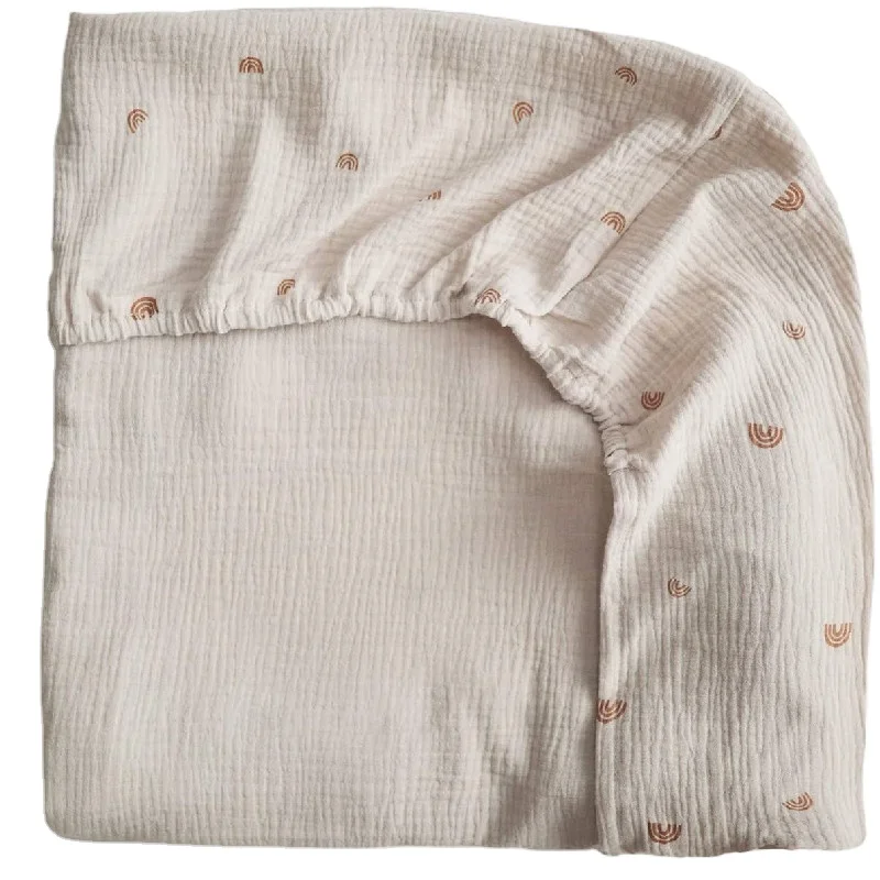China Custom Printing Soft 100% Organic Cotton Muslin Baby Fitted Crib Sheet Cheap Wholesale Bamboo Muslin Baby Fitted Cot Sheet
