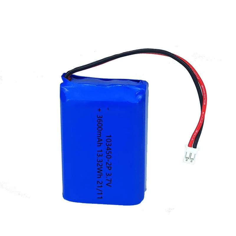 Professional Battery Factory Rechargeable 103450-2P 3.7V 3600mAh 13.3Wh GPS Notebooks Lipo Battery With BMS And Wires