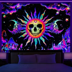 Fluorescent Wall Hanging Wall Tapestry Psychedelic Mandala Background Witchcraft Supplies UV Light Mushroom Tapestry