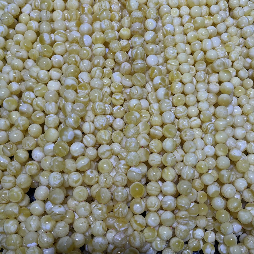 Natural amber jewelry Russian tiger skin Muslim rosary white 10-14mm perfect high quality