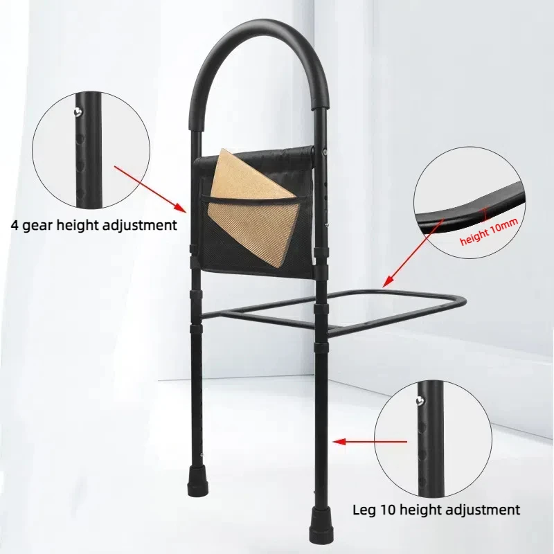 Height Adjustable Bed Rail with Hand Assistant Bar for Elderly Adults Bed Assist Rail Medical Bed Support Bar Mobility Assistant