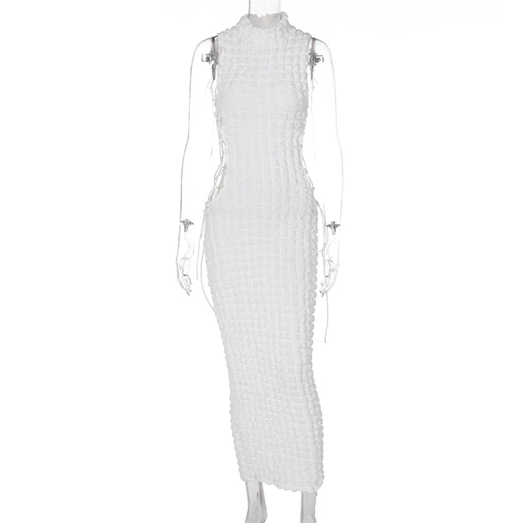 B8841-ladies Summer Dresses Fashion Clothing for Women Sleeveless White Dresses for Woman Elegant