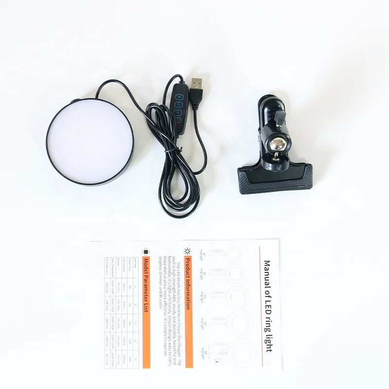 4 Inch Mini 3200-6500k Selfie Ring Light Video Conference Light Kit With Clip Laptops Light