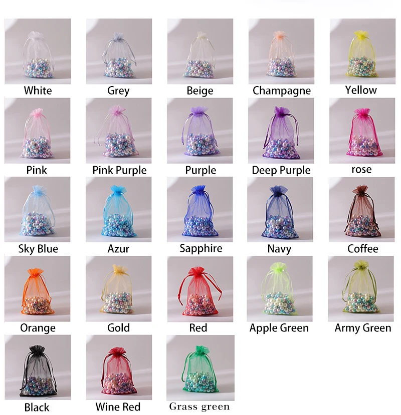 custom packaging logo white organza bags small gift pouch for party /wedding/ jewelry bags
