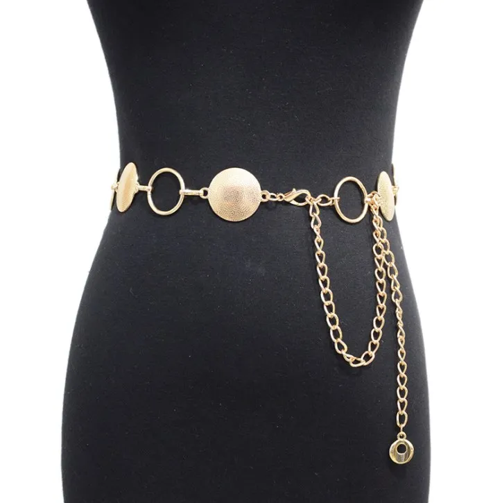 
Women Belts ring of iron New Streetwear Metal Chain Decorate Dress Belt Adjustable Rough Whip Chain Women Fashion Design 