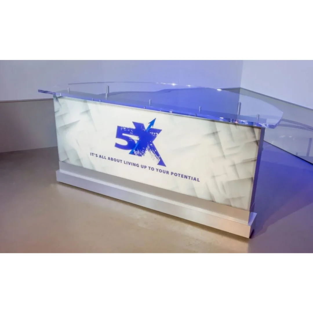 Functional Furniture: TV News Studio Desk for Live Broadcasting and Podcasts