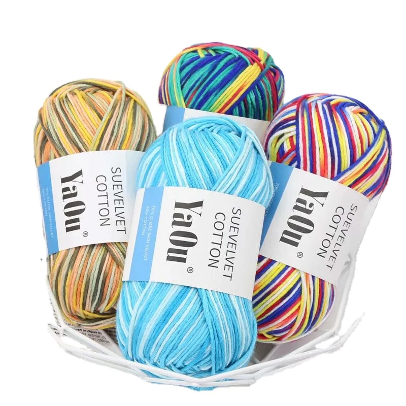 hand knitting crocheting 100g 8 ply space dye colorful cotton acrylic blend yarn