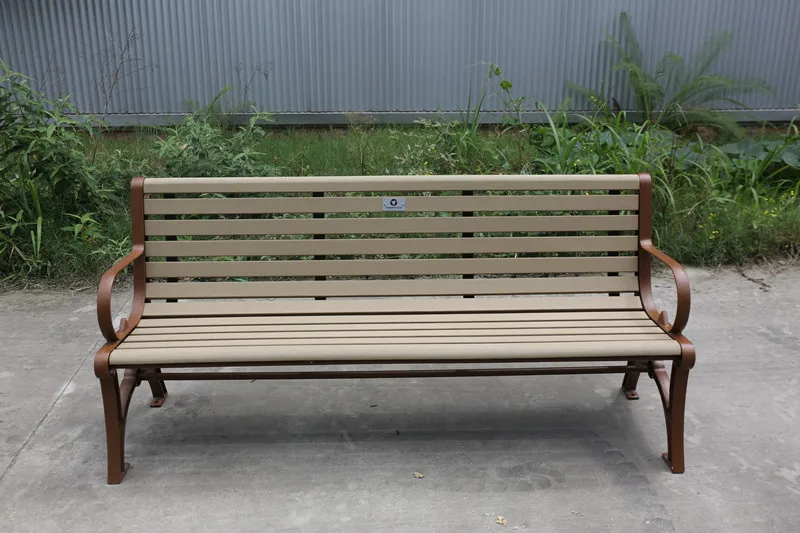 outdoor park cast iron legs wood slats bench seat outside street wood plastic composite bench seating public garden bench chair
