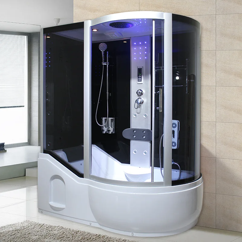 led screen steam shower rooms  arc-shaped modern shower room jacuzzier tub combo steam shower room