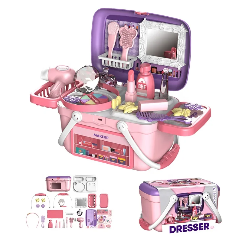 Children Toy Girl Cosmetics Box 2 In 1 Dressing Makeup Toys Set