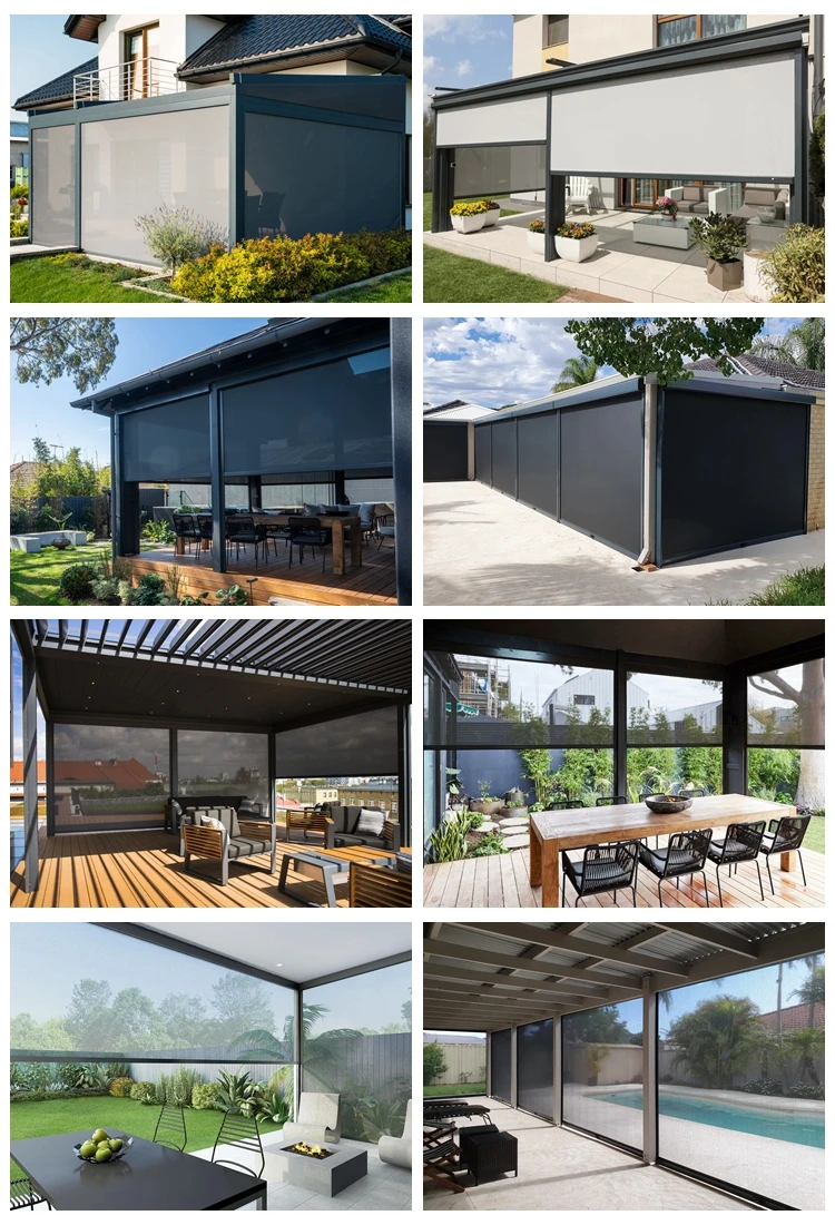 Garden Screen Zip Track Screen Retractable Patio Screens Motorized outdoor blinds Skylight Awning Remote Control Roller Blinds