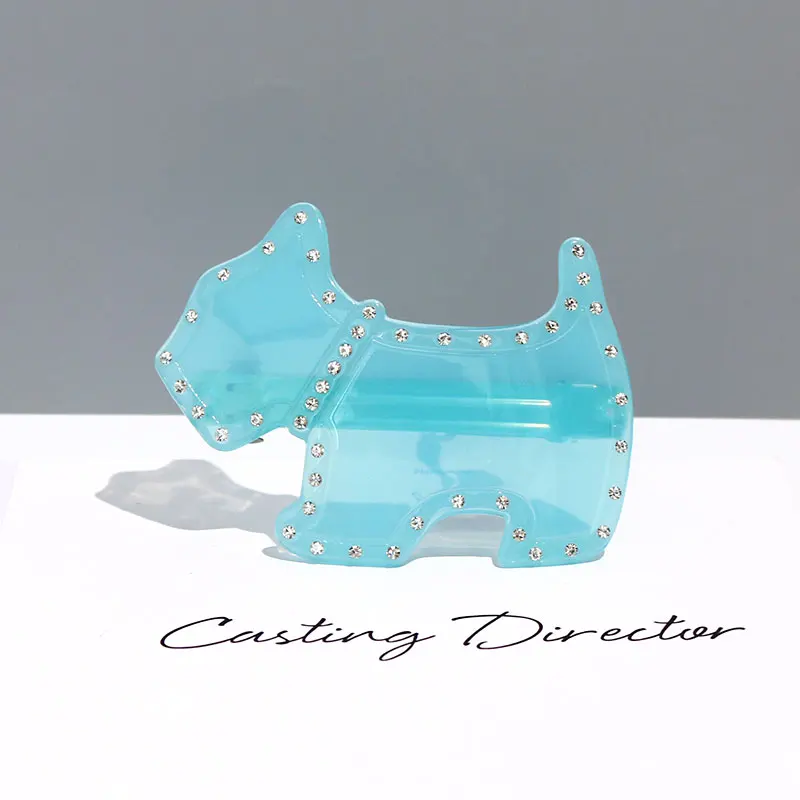 luxury high end cute animal dog shape cellulose acetate barrettes hair accessories jewelry for women barrette hair clips custom