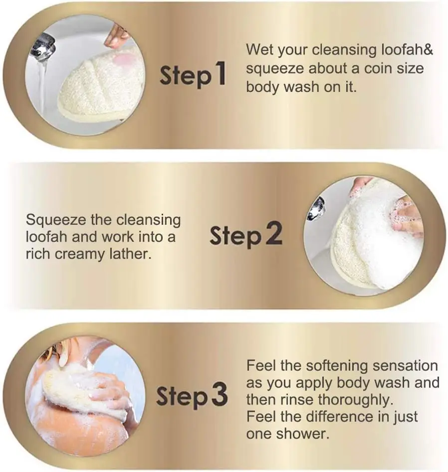 Exfoliating Loofah Sponge Pads Natural Luffa and Terry Cloth Materials Loofah Sponge Scrubber Body Glove Close Skin