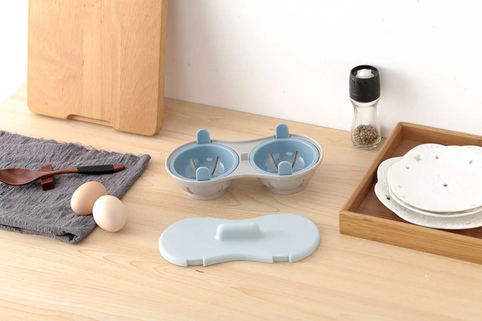Breakfast magic Eggs Poacher Double Cup Egg Broiler Oven Breakfast Cookware Kitchen Steamed Poached