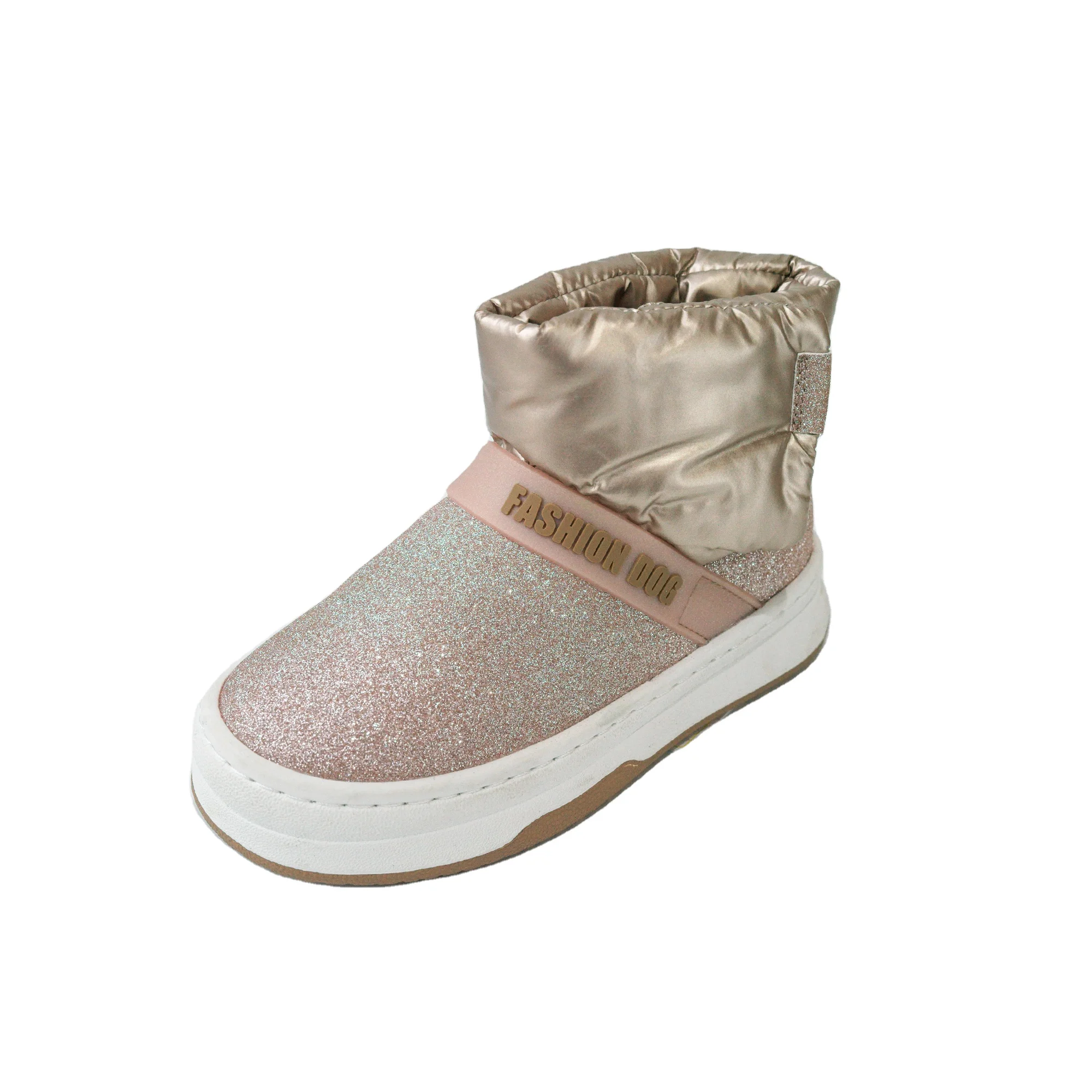 High quality factory price real leather pink color kids princess gg shoes kids star snow boots shoes