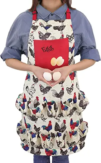 Custom Egg Apron for Fresh Eggs Collecting Apron with Deep Pockets for adult and kids Egg Baskets Holder half canvas Apron