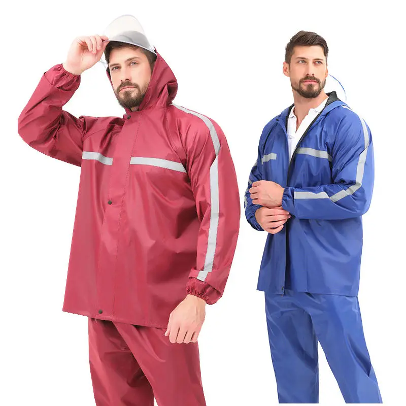 Waterproof Motorcycle Rainwear Raincoat and Rain Pants Poncho Motorcycle Rain Jacket Motorbike Scooter Riding Rain Suit