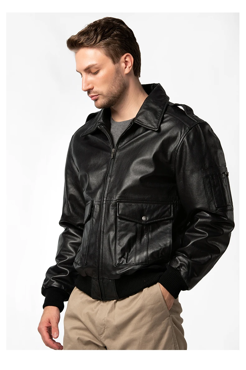 Custom pilot jacket leather man pilot bomber jackets moto genuine leather jacket for men