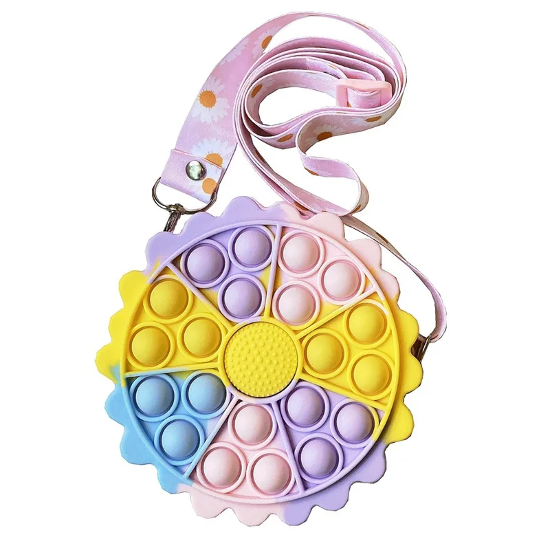 2021 last design Fashion Cartoon mini kids fidget Cute Chain Silicone pop it purse bag for little girl