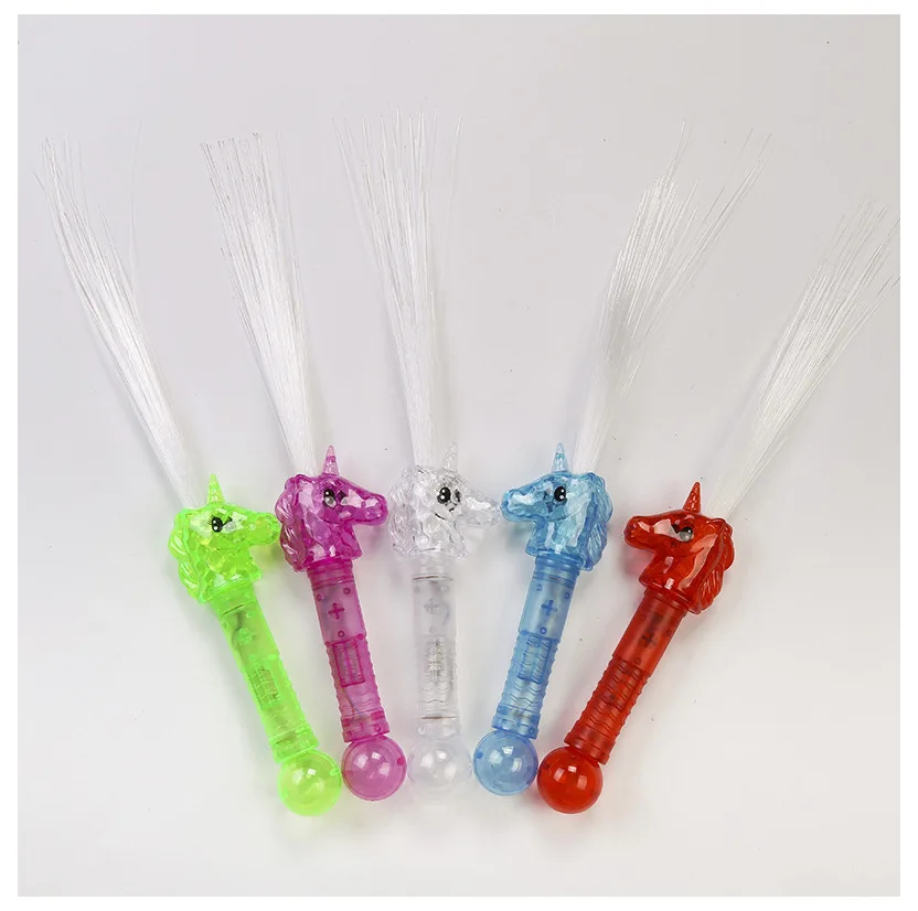 Party Light Up Unicorn Fiber Optic Led Sticks Promotional Flashing Led Unicorn Fiber Optic Stick Wands