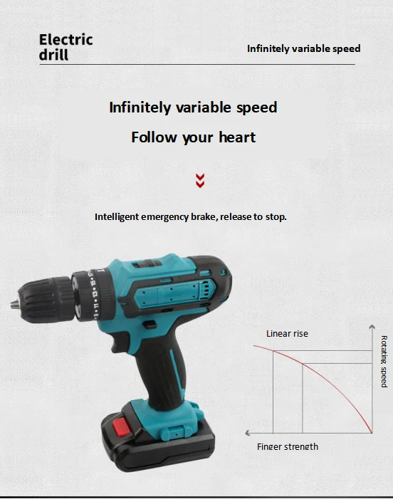 
Handheld Lithium Battery Electric Drill Rechargeable Screwdriver Drilling 