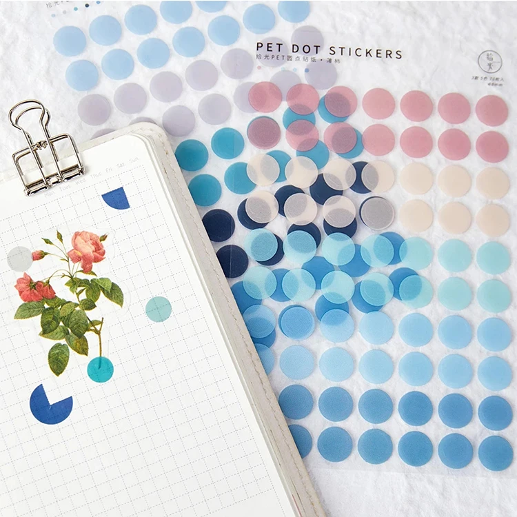 Simple Fresh Color Basis Dot Stickers Decoration Creative Transparent Sticker Hand Account DIY Sticker