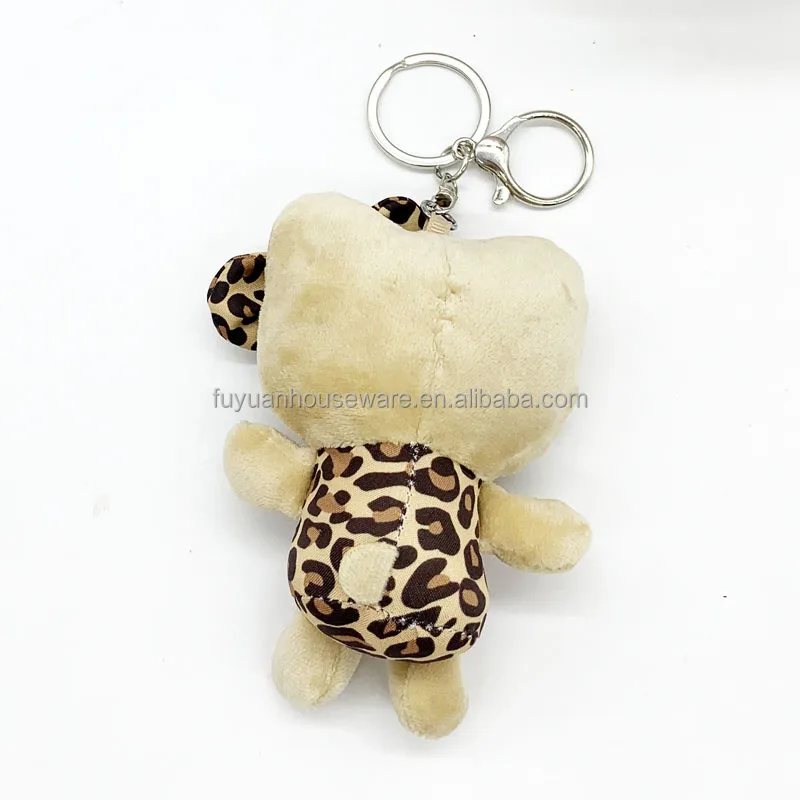 4.5' Newest Fashion Plush toys Hello Kitty Stuffed Charm Holder Cartoon KT Cat Leopard Pattern HOT Selling Accessories