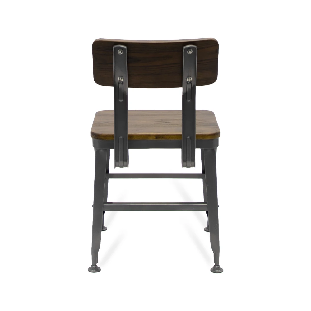 Industrial Design Bistro Cafe Metal Frame Dining Chair Wooden Chair for Restaurants