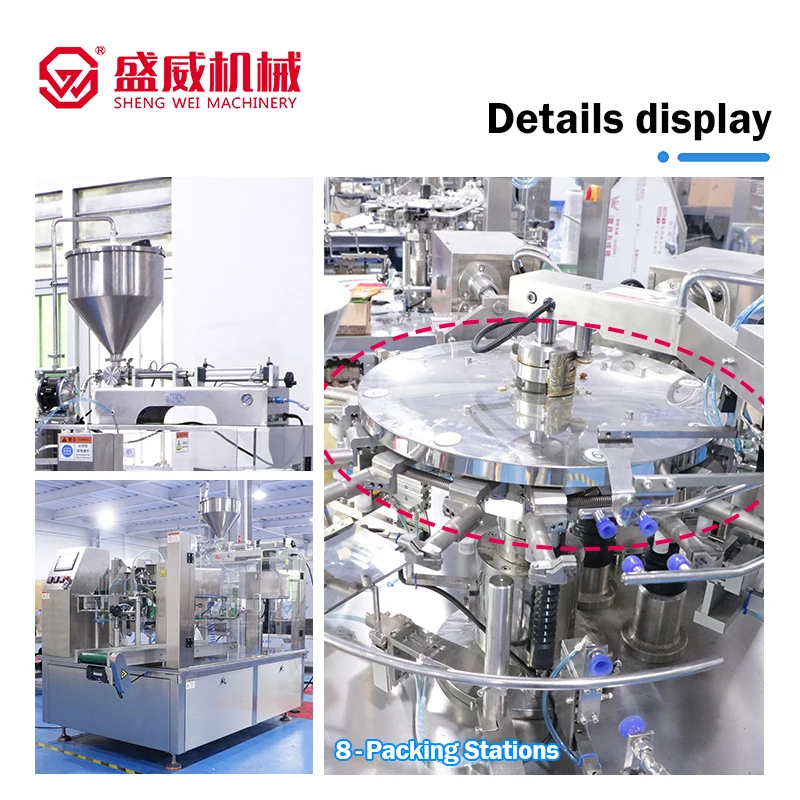 Shengwei Machinery Automatic Shampoo Paste Masala Tomato Sauce Liquid Sachet Yogurt Honey Sachet Oil Juice Packing Machine