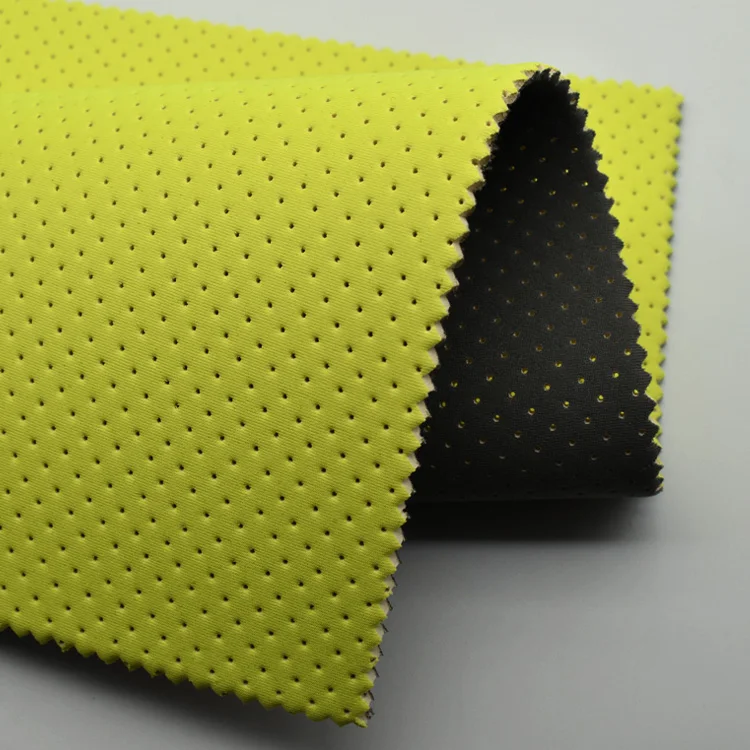 soft 2mm perforation SBR neoprene laminate with fluorescent plain polyester fabric for bags