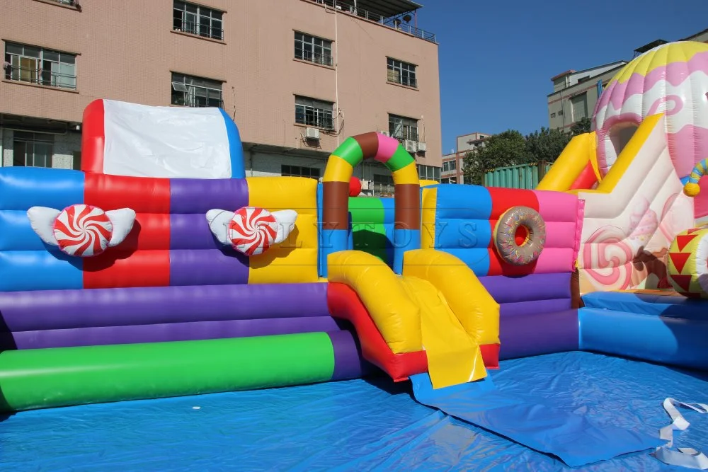 LilyToys Geant candy theme water park on land for Kids, Inflatable Water Slide For Frame Pool/Inflatable Pool
