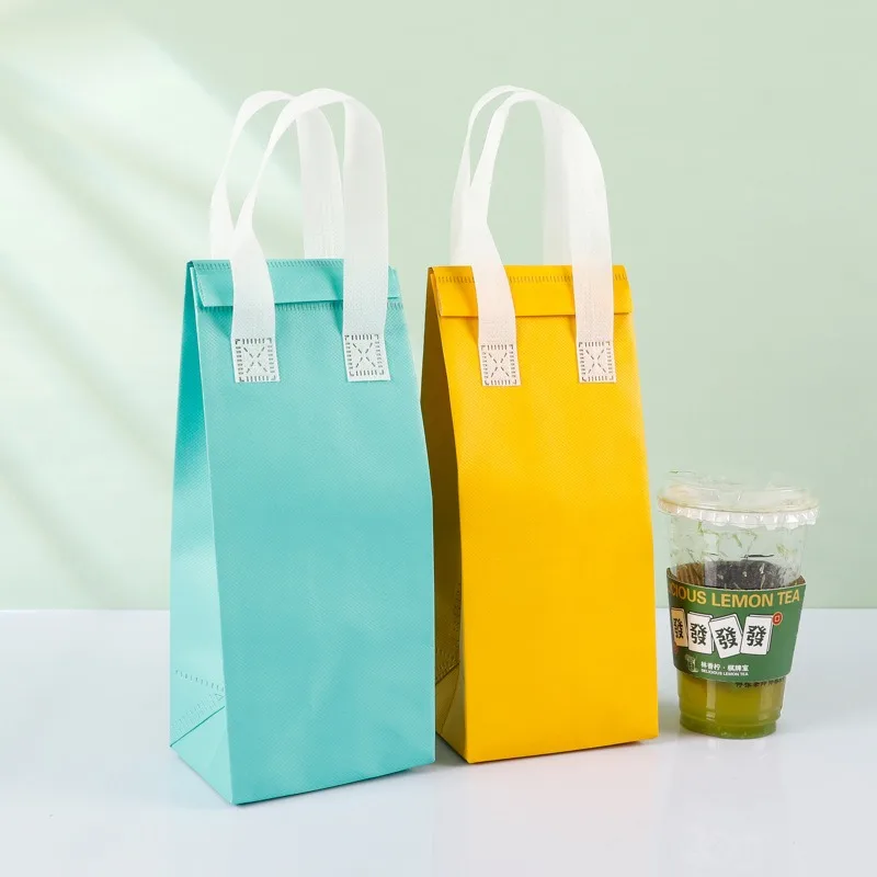 Non Woven Aluminum Foil Disposable Cooler Bag Small Takeaway Cold And Hot Drinks Coffee Food Delivery Thermal Insulated Bag