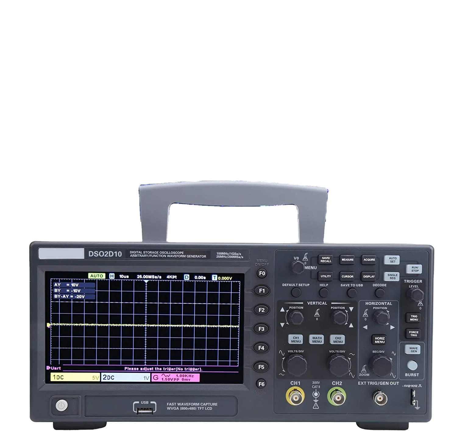Hantek Dso2d10 Digital Oscilloscope 2 Channels 100mhz Generation Oscilloscope
