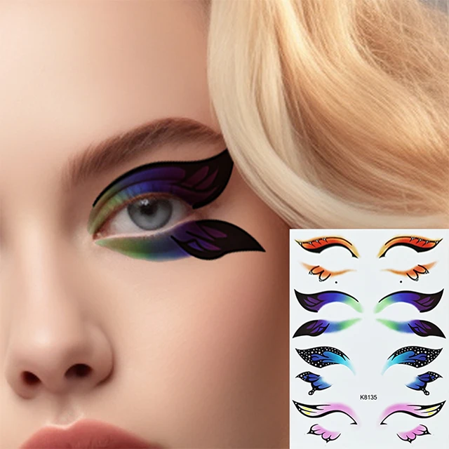 OEM washable Butterfly face tattoos Safety Materials water transfer 10cm temporary body eyebrow tattoo sticker for bachelorette