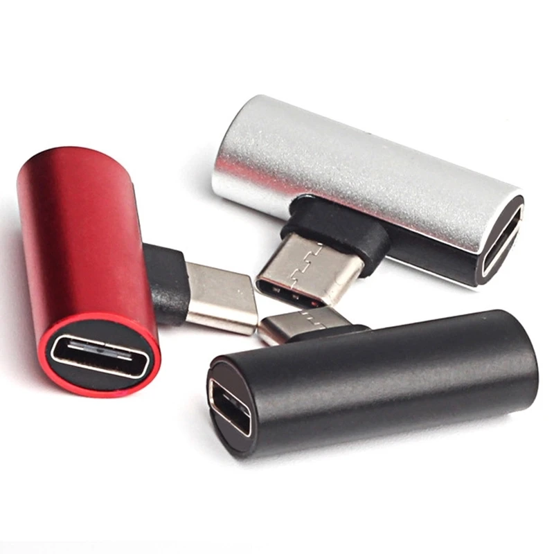 
USB Type C To C & 3.5mm 2 in 1 Jack Headphone Audio Charger Splitter Adapter Support Voice Call 