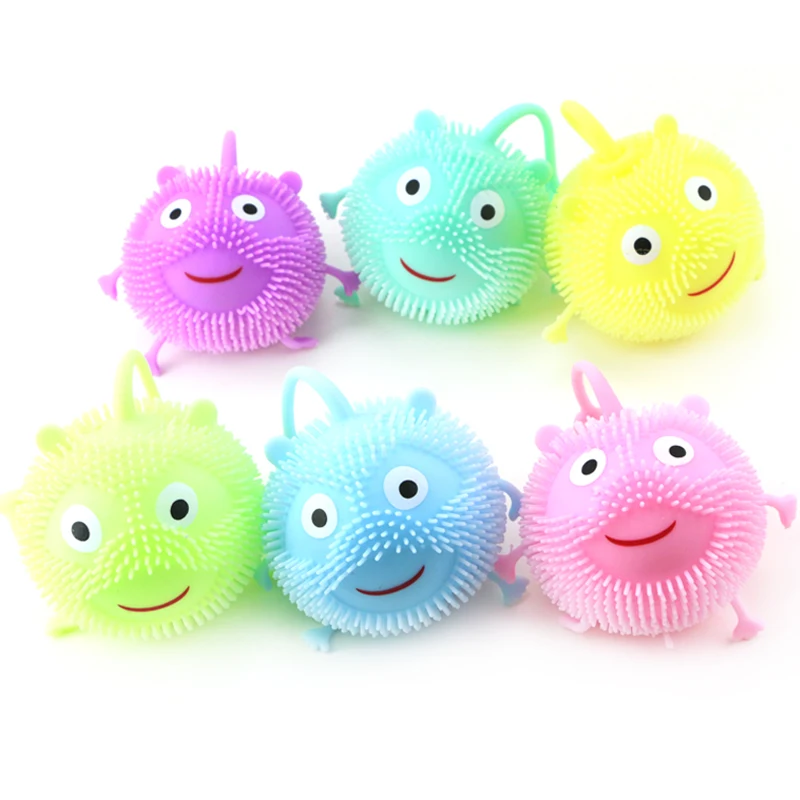 LED flashing squeeze puffer ball rabbit led light anti stress squishy squeeze relief toy