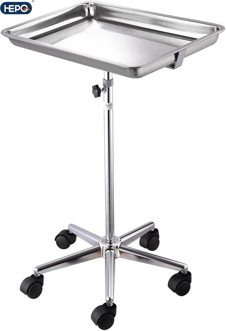 LQX Adjustable Mobile Mayo Stainless Steel Tray Stand Premium Stainless Steel Extra Large Salon Tray Medical Tray Mayo Stand