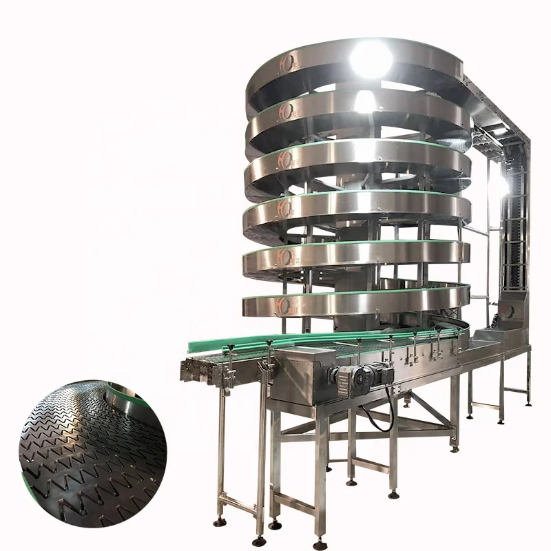 China hot sale Customized Vertical modular belt spiral conveyor  for bottles and cartons, spiral conveyor system